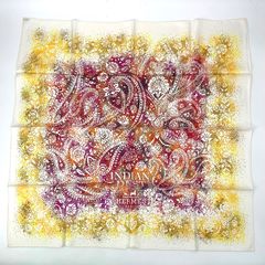 極美品 HERMES エルメス スカーフ シルク カレ90 Indian Dust ホワイト