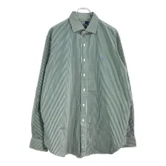 Polo by Ralph Lauren ポロ ラルフローレン REGENT 長袖シャツ ストライプ グリーン(メンズ XL)中古 古着 U6239