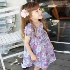 ☆ パープル ☆ 140cm ☆ スビーワンピース Rora ワンピース キッズ ローラ ワンピ スビー 半袖 花柄 フラワー お花 綿100% コットン100 夏服 春 夏 カジュアル ナチュラル かわいい おしゃれ 女の子 女子 子供 子ども こども