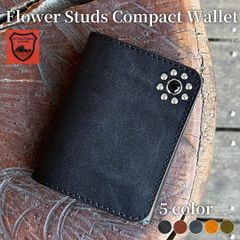 栃木レザー財布 コンパクト財布 ミニ財布 スタッズ財布 二つ折り財布 メンズ財布 wallet 小さい財布 日本製 新品 5色展開 ［WL001W-ST2］ 送料無料