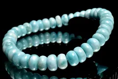 【１点物】癒しの波模様！ ラリマー　4-6x8mm　ボタン ブレスレット パワーストーン 天然石 _MA6718