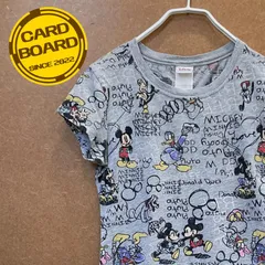 US古着 ディズニーDisney ミッキー ミニー ドナルド 総柄 半袖tシャツ 灰色M