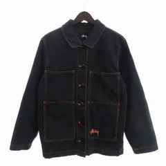 ステューシー STUSSY カバーオール ジャケット ステッチ コットン 215132 黒 ブラック Mのサムネイル