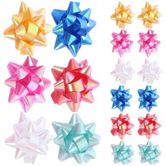 minkissy ラッピングリボン 70個セット フラワー リボンシール PVC スターレースリボン ギフト包装フラワー 花リボン 誕生日 パーティー プレゼント用 （混合色）