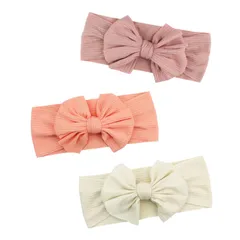 リボン 蝶結びや かわいい 髪飾り ヘアバンドセット 3点 ゴ 出産祝い 誕生日 ベビー プレゼント 結婚式 ヘアバンド お祝い 撮影記念 DFsucces (ダークピンク+ピンク+ベージュ)