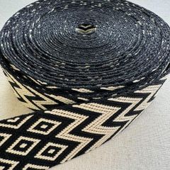 【長さ5M】ポリエステル バッグ紐 ライトベージュネイティブ 幅3.8cm