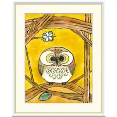 高精細デジタル額装版画 現代アート Hinako しあわせのふくろう 日菜子 (ひなこ) 「 きらめき 」 サイズ F4号