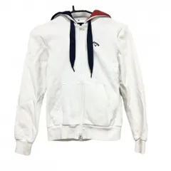 キャロウェイ ジップパーカー 白×ネイビー×レッド フード付 胸元ロゴ レディース S ゴルフウェア Callaway