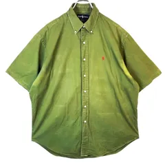 ラルフローレンRalph lauren半袖ボタンダウンシャツコットンシャツBLAIREレッドポニーロゴ刺繍ワンポイント緑グリーンカーキvintageヴィンテージ41118