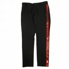 21AW ノーアイディー ブラック NOID BLACK プリズム サイドライン トラウザーズ パンツ 2WAY リバーシブル スパンコール テーパード スラックス ボトムス 2/M 黒 ブラック メンズ ♪8のサムネイル