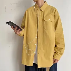 シャツ メンズ 未使用 長袖 カジュアル ビッグシルエット ゆったり ロングシャツ 細身 タイト 長袖シャツ ジャケット テーラード 防風 無地 コート 秋 アウター 韓国 春服 春 おしゃれ 薄手 yunban506