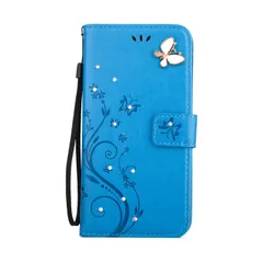 カード収納 耐衝撃 マグネット 横開き 滑り防止 カバー 純色 スマホケース 優雅 きれい ハンドメイド 女性向け デザイン アィフォン 蝶々 お花 XR XR ラインストーン 手帳型ケース きらきら かわいい PUレザー OYIME おしゃれ 携帯カバー 手のサムネイル