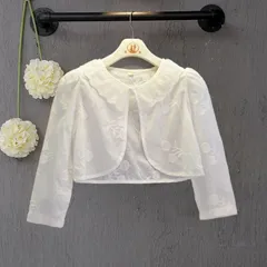 小熊のクローゼット　キッズ　女の子　ガールズ　フォーマル ホワイト　白いボレロ 長袖 [110-150cm]