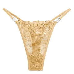 Tバック レディース キラキラ チャーム付き ラインストーン 総レース 花柄 透ける サイドストリング 腰ゴム セクシー おしゃれ 黒 白 赤 緑 青 rt-011