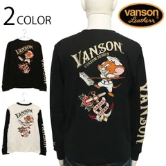 VANSON × TOM＆JERRY 海兵ジェリー 刺繍 天竺 長袖 Tシャツ （ TJV-2332 ） バンソン ばんそん TOM＆JERRY トム＆ジェリー 長袖 Tシャツ ロンＴ カットソー アメカジ トム ジェリー マリン セーラー ドタバタ劇 刺繍