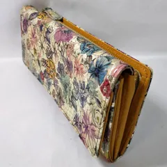 【美品 】Arukan アルカン ディーン イエローゴールド 花柄 長財布 日本製 定価18,700円 《NO 00672》