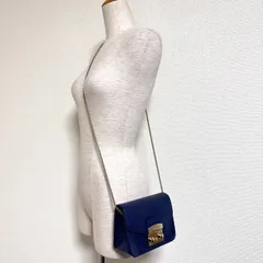 FURLA メトロポリスミニクロスボディバッグ ミニショルダーバッグ チェーンショルダー ネイビー