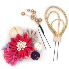 髪飾り ３点セット 京都 西陣 和小物 京あそび MIYAKO ASOBI ピンク 成人式 花 和風 浴衣 着物 振袖 袴 七五三 キッズ 結婚式お呼ばれ 卒業式 入学式 コーム 髪留め 子供 日本製 送料無料 W 98 CM-4-797 w781　Si