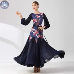 新品 未使用 大人気  花柄ワンピース　スタンダード練習着　ダンスパーティーやデモ、発表会に