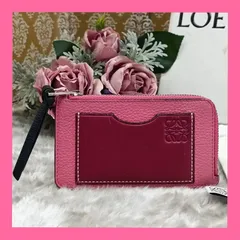 《 LOEWE 》　ロエベ　コインカードホルダー　ソフトグレインカーフ　カードケース　コインケース　パスケース　フラグメントケース　アナグラム　マルチカラー　ピンク系　保存袋付　BOX付　送料無料・匿名配送・最短即日発送いたします！　403