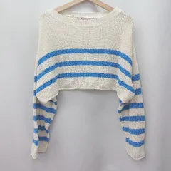 ◇ ⊇ ZARA ザラ ボーダー 長袖 ショートニット サイズM ベージュ系 レディース E  【1506230026883】