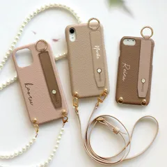 スマホケース スマホショルダー スマホカバー iPhone ケース レザー【レザーハードケース×名入れ印刷×レザーベルト×選べるロングストラップ】101