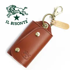 イルビゾンテ キーケース IL BISONTE キーリング キーホルダー スマートキー レザー 本革 コニャック ブラウン あか茶 ゴールド カギ 鍵 キーカバー SKH031