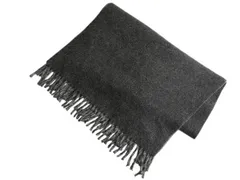 【お得なクーポン配布中!】 大判 LAUREN ラルフローレン ストール メンズ レディース 古着 ポロ ラム ウール アンゴラ マフラー フリンジ付き 毛足 ツートン 灰 濃灰