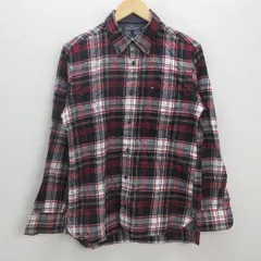 G■トミーヒルフィガー/TOMMYHILFIGER CUSTOM FIT 長袖チェックシャツ/コットン【L】赤紺/men's/158【中古】■