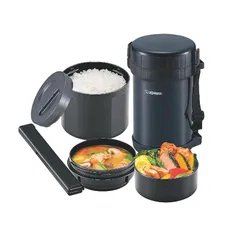象印マホービン(ZOJIRUSHI) 保温弁当箱 ステンレス ランチジャー 茶碗 約4杯分 約 1.6合 電子レンジ 対応 SL-XE20-AD 1