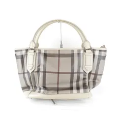 『USED』 BURBERRY バーバリー 3690425 ハンドバッグ ベージュ PVC チェック柄 トートバッグ レディース