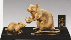 金属工芸品十二支ねずみ二匹セット超珍品招福繁栄