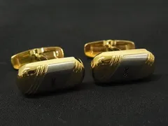 ■極美品■ YVESSAINTLAURENT イヴサンローラン カフスボタン カフリンクス アクセサリー 紳士 メンズ ゴールド系×シルバー系 DG3885 冠婚葬祭 結婚式 葬式のサムネイル