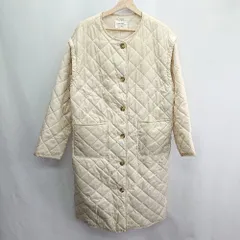 ◇ Samansa Mos2 blue 袖取り外し可能 キルティング 長袖 コート サイズフリー アイボリー レディース E  【1404240029736】