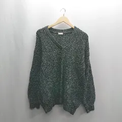 ◇ ⊇ earth music&ecology Ｖネック 長袖 ニット セーター サイズF ブラック グレー ホワイト レディース E  【1409100039146】