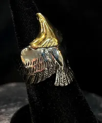 【シルバー×ゴールド】イーグルフェザー ボリュームリング 16号 メンズ レディース　30312