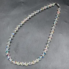 F365ヴィンテージ クリスタル シルバーネックレス SILVER刻印 多面カットビーズ レディースアクセサリー キラキラ