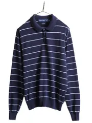 【お得なクーポン配布中!】 90s ポロ ゴルフ ラルフローレン ボーダー 長袖 ニット ポロシャツ M
