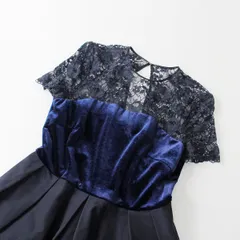 JILLSTUART ジルスチュアート レースベロアナイロン切替 ワンピース 2/ネイビー パーティードレス【2400013288873】