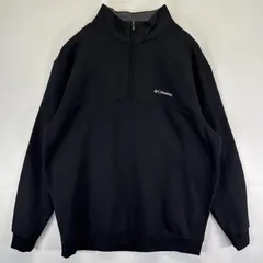 古着 コロンビア Columbia スウェット ハーフジップ トレーナー アウトドア ワンポイントロゴ刺繍 大きいサイズ XL  ブラック メンズ