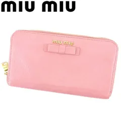 【BIGお買い物ラリー★30%OFFセール中】ミュウミュウ MIUMIU 長財布リボンモチーフ ピンク レディース 中古 最大30％OFF☆年越しセール】ミュウミュウ MIUMIU 長財布 リボン
