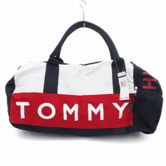 トミーヒルフィガー TOMMY HILFIGER タグ付き ボストンバッグ ショルダー ビッグロゴ 紺 ネイビー /UO ●ECO