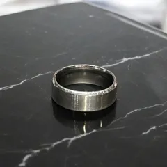 Karensilver三段平打ちシンプル純銀指輪17号ワイド幅広シルバー