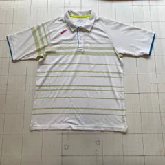ト2507-④-4864 プリンス　prince ボーダーポロシャツ　白　M