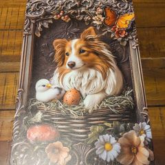 犬 シェルティ ブリキ看板 d35