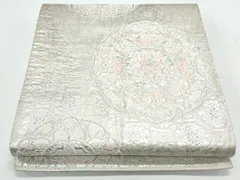 5k2460 袋帯　絹　正倉院文様　華文　五三の桐　鳳凰　銀色　白　青　黄色　赤 5k2460 袋帯 絹 正倉院文様 華文 五三の桐 鳳凰 銀色 白 青