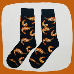 えびブラック クルーソックス #138