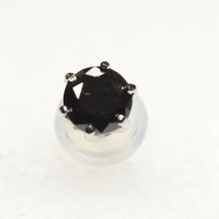 ベゼルセッティングピアス 片耳 Pt850 スモーキークォーツ(キャッチ 