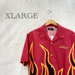 未使用 X-LARGE 未使用 X-LARGE FLAME S/S SHIRT 半袖 オープンカラー シャツ 101222014005 トップス L レッド  メンズ L レッド  メンズ