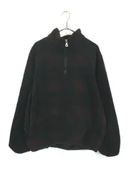 古着 90s USA製 LANDS' END チェック 総柄 ハーフジップ プルオーバー フリース ジャケット M